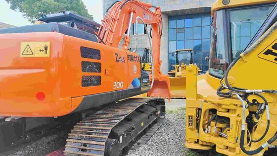 Tình trạng tốt 19400KG màu cam Máy đào Hitachi Zx200 cũ với tốc độ đi bộ 3,4/5,5km/h